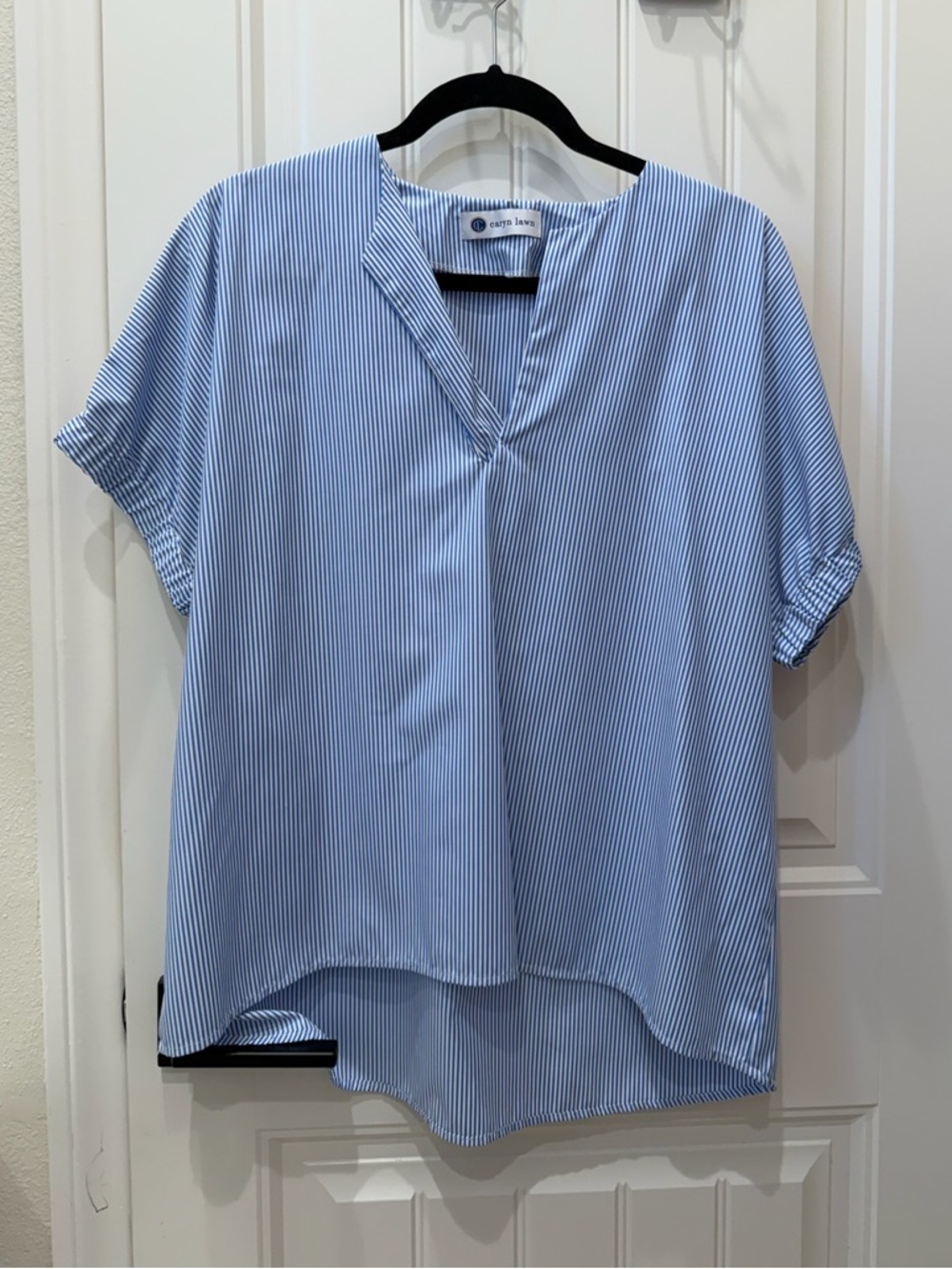 Caryn Lawn | Betsy Top in Blue & White Stripe